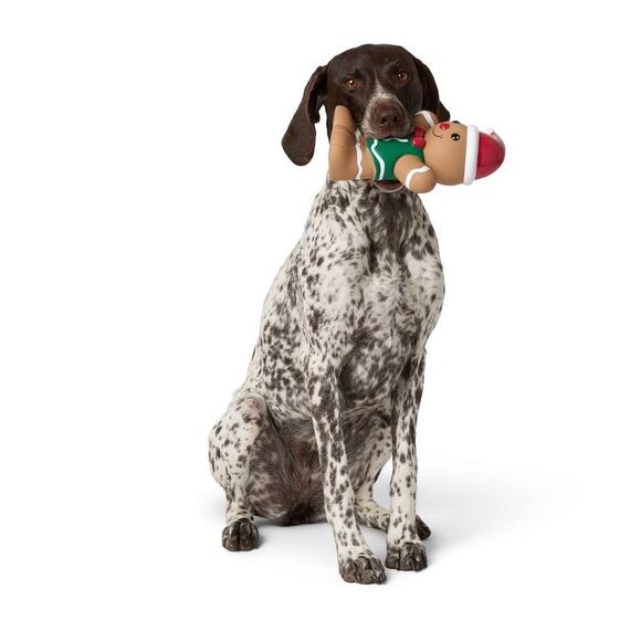 Merry & Bright Gingerbread XL Squeaky Dog Toy Tan Christmas Holiday Play Toss - Picture 1 of 4
